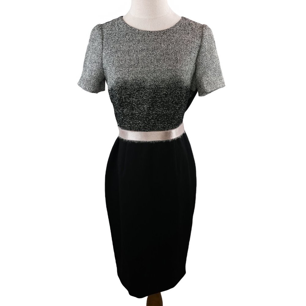 Paule Ka Sheath Dress with Pink Ribbon Tie Waist